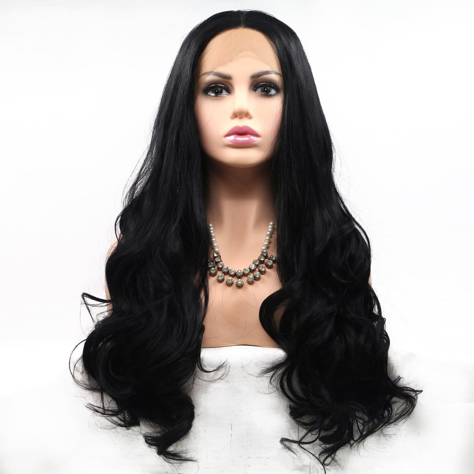 03841 Side Split Long Wave Synthetic Wig - 24" Gradient Wave, Premium Matte Heat Resistant Fiber, Natural Look & No Plastic Sheen