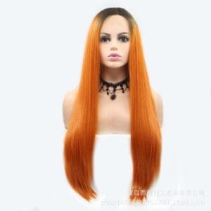 Hand hook front lace carnicaron Japanese silk wig free parting long straight hair one piece drop shipping