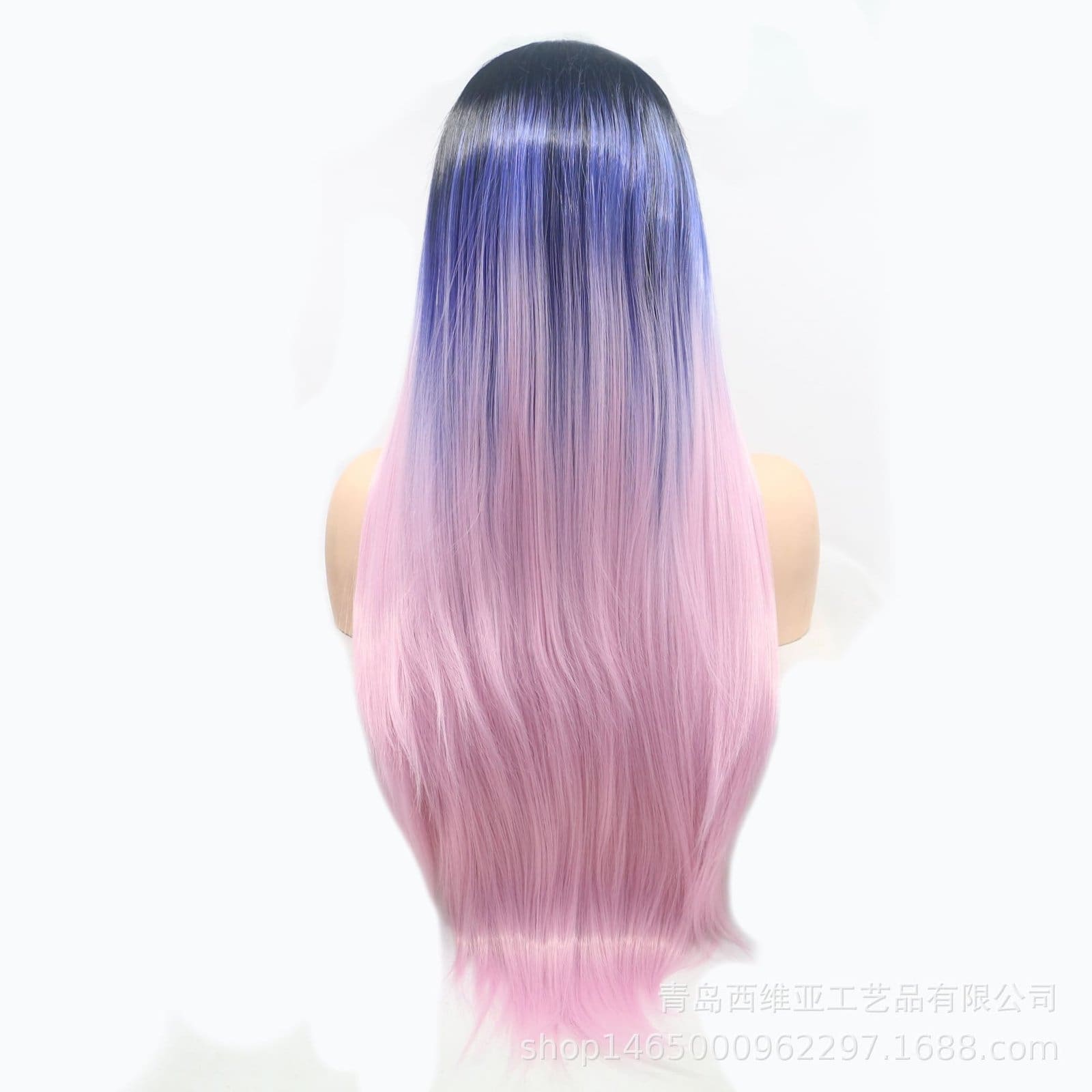 Hand-Tied Lace Front Ombre Long Straight Wig - 24 Inch Gradient Sleek Hair, Premium Matte Heat Resistant Fiber, Realistic & No Plastic Shine - Image 4