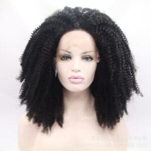 Cross-border foreign trade natural black small curly collarbone hair hand hook front lace whole top head cover one drop ship
