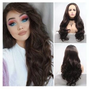 Cross-border foreign trade matte high temperature silk long curly wig women's hand knitting front lace chemical fiber daily full-top headgear