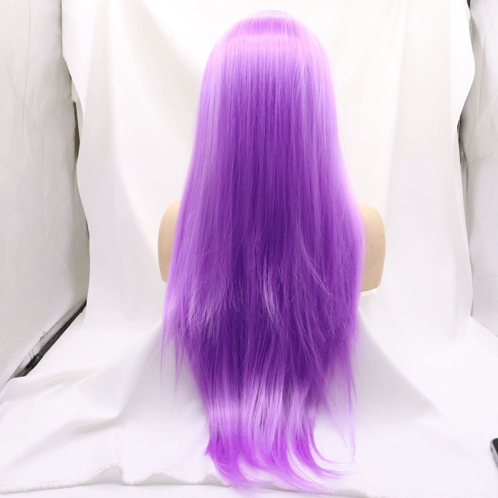 Purple high temperature silk chemical fiber women's wig middle part long hair straightening mechanism head cover cross-border foreign trade wigs manufacturers wholesale - Image 4