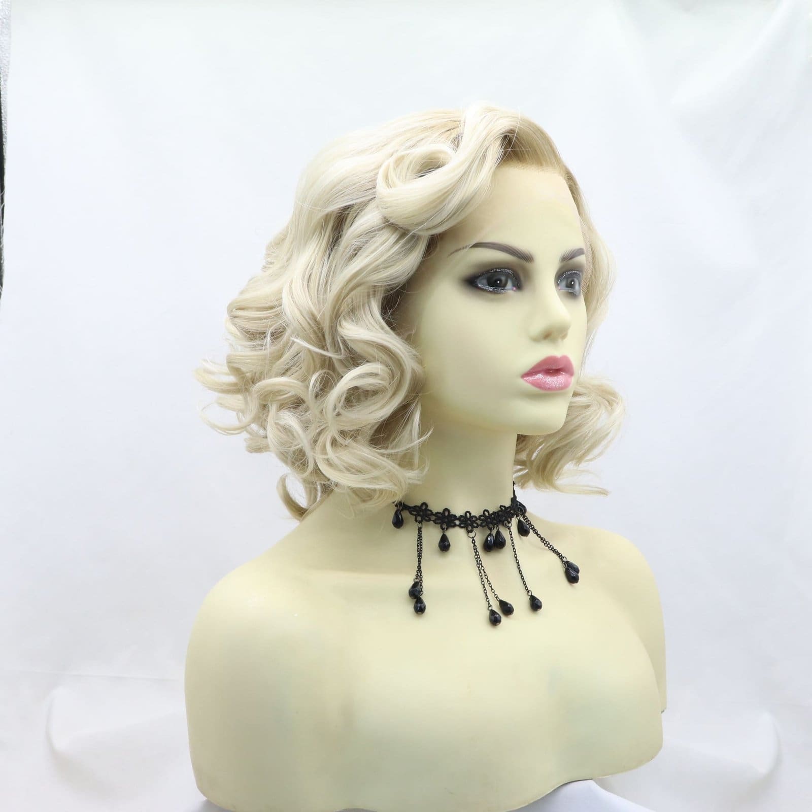 13*4 hand hook front lace European and American personality gradient gold Halloween short curly hair synthetic fiber high temperature silk whole top headset - Image 3