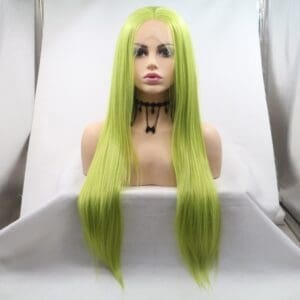 Mixed green free split length straight cos chemical fiber wig hand hook front lace headgear direct sales - Picture color