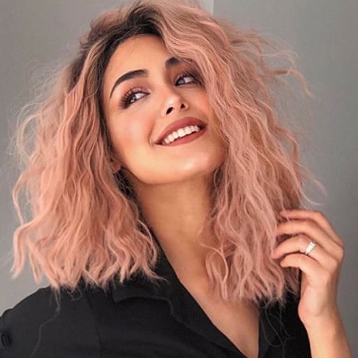 Hand hook front lace synthetic fiber wig matte high temperature silk collarbone hair gradient rose gold short curly hair wool curl cover