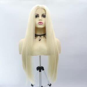 Cross-border gold 613 colors medium length straight hair 13*4 hand hook front lace Qingdao Sylvia chemical fiber headgear