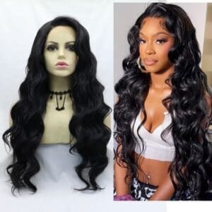 Europe and the United States front lace chemical fiber e-commerce cross-border African curls high temperature silk lacewigs partial division of large waves long curls