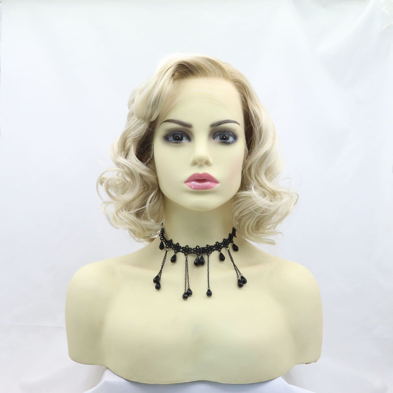 13*4 hand hook front lace European and American personality gradient gold Halloween short curly hair synthetic fiber high temperature silk whole top headset