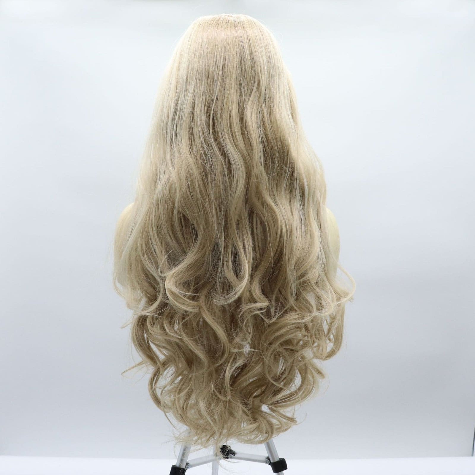Hand hook front lace wig girl gradient blonde big wavy long curl matte high temperature silk chemical fiber full top cover - Image 4