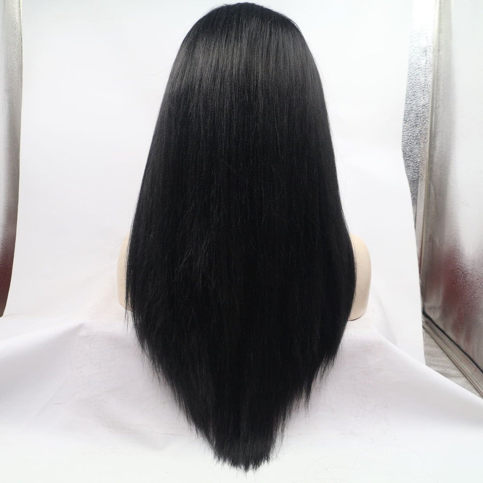 Cross-border foreign trade wigs chemical fiber lace wigs high temperature silk long straight hair headgear fluffy natural spot wholesale - Image 3