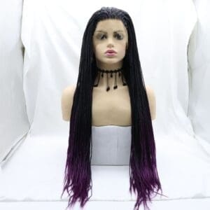 Women's Chemical Fiber Box Braid Wigs Small Braid Front Lace Gradient Color Small Roll Dirty Braid Headgear One Drop Order