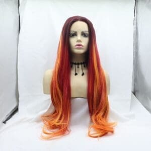 Gradient Long Big Wave Front Lace Wig  Japanese Silk Synthetic Ombré Loose Curls, Hand-Tied Natural Hairline
