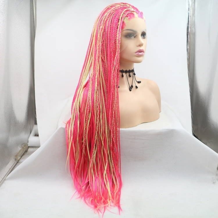 Front lace synthetic wig hottie hand-knitted three strands of dirty braids hip hop rock headgear - Image 3