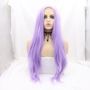 Women's chemical fiber medium length straight hair without bangs purple mermaid cos wig matte high temperature silk whole head cover