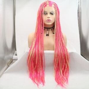 Front lace synthetic wig hottie hand-knitted three strands of dirty braids hip hop rock headgear