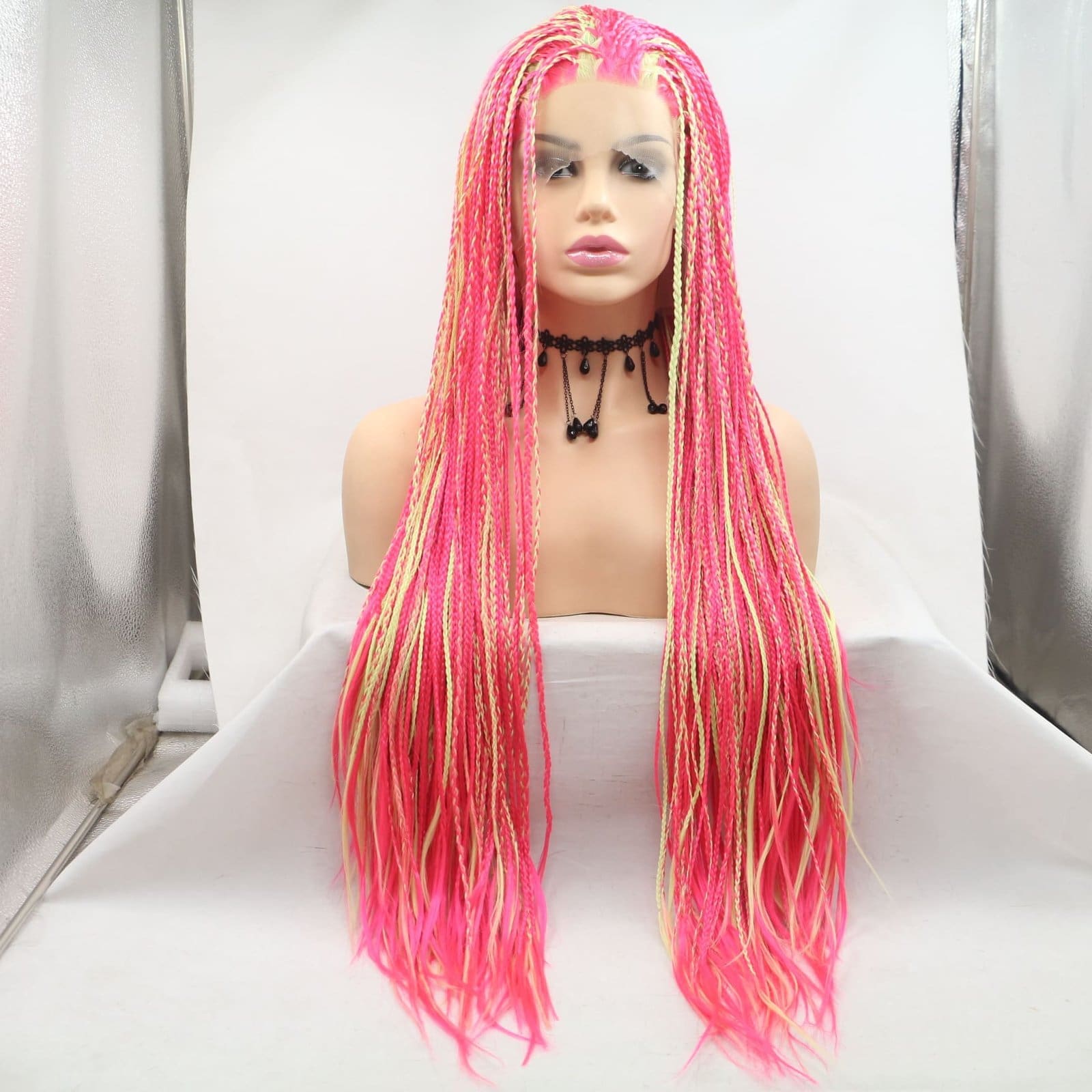 Front lace synthetic wig hottie hand-knitted three strands of dirty braids hip hop rock headgear