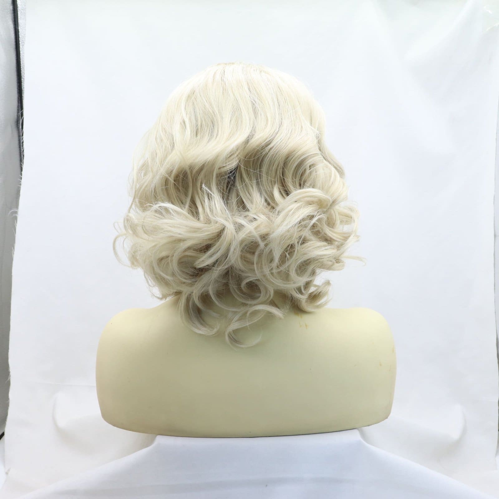 13*4 hand hook front lace European and American personality gradient gold Halloween short curly hair synthetic fiber high temperature silk whole top headset - Image 4