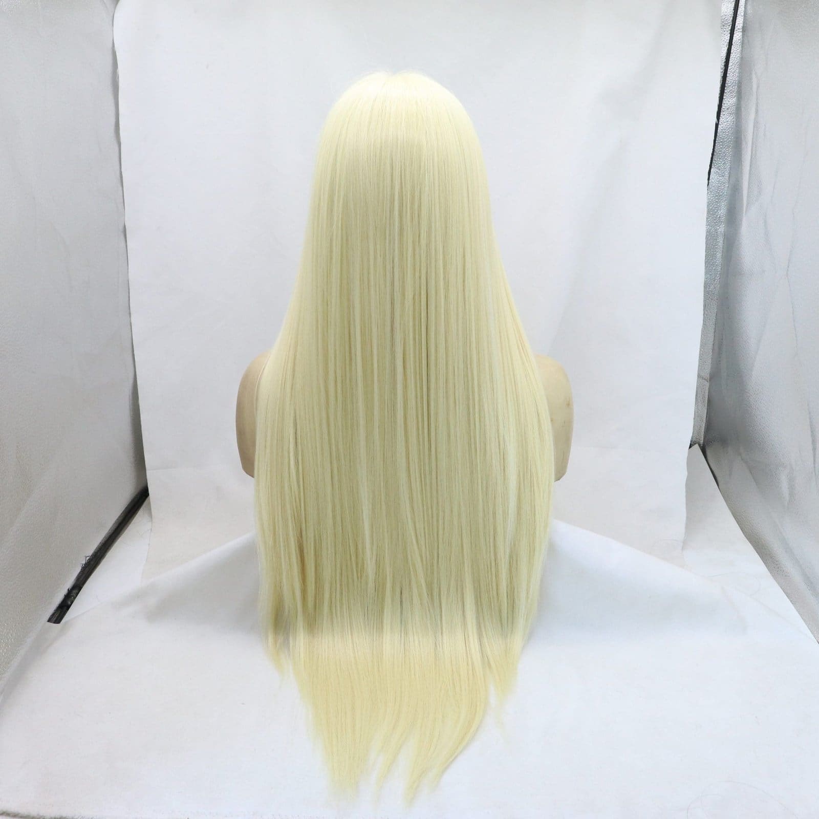 Hand hook lace chemical fiber wig 613# color medium parting length straight hair head cover, one piece drop shipping factory direct sales - Image 4