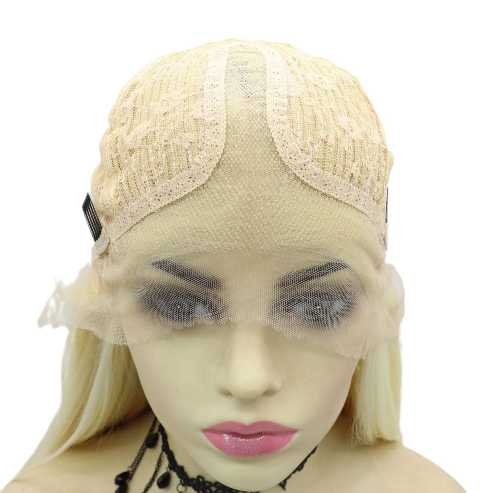 Hand hook lace chemical fiber wig 613# color medium parting length straight hair head cover, one piece drop shipping factory direct sales - Image 5