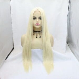 Hand hook lace chemical fiber wig 613# color medium parting length straight hair head cover, one piece drop shipping factory direct sales