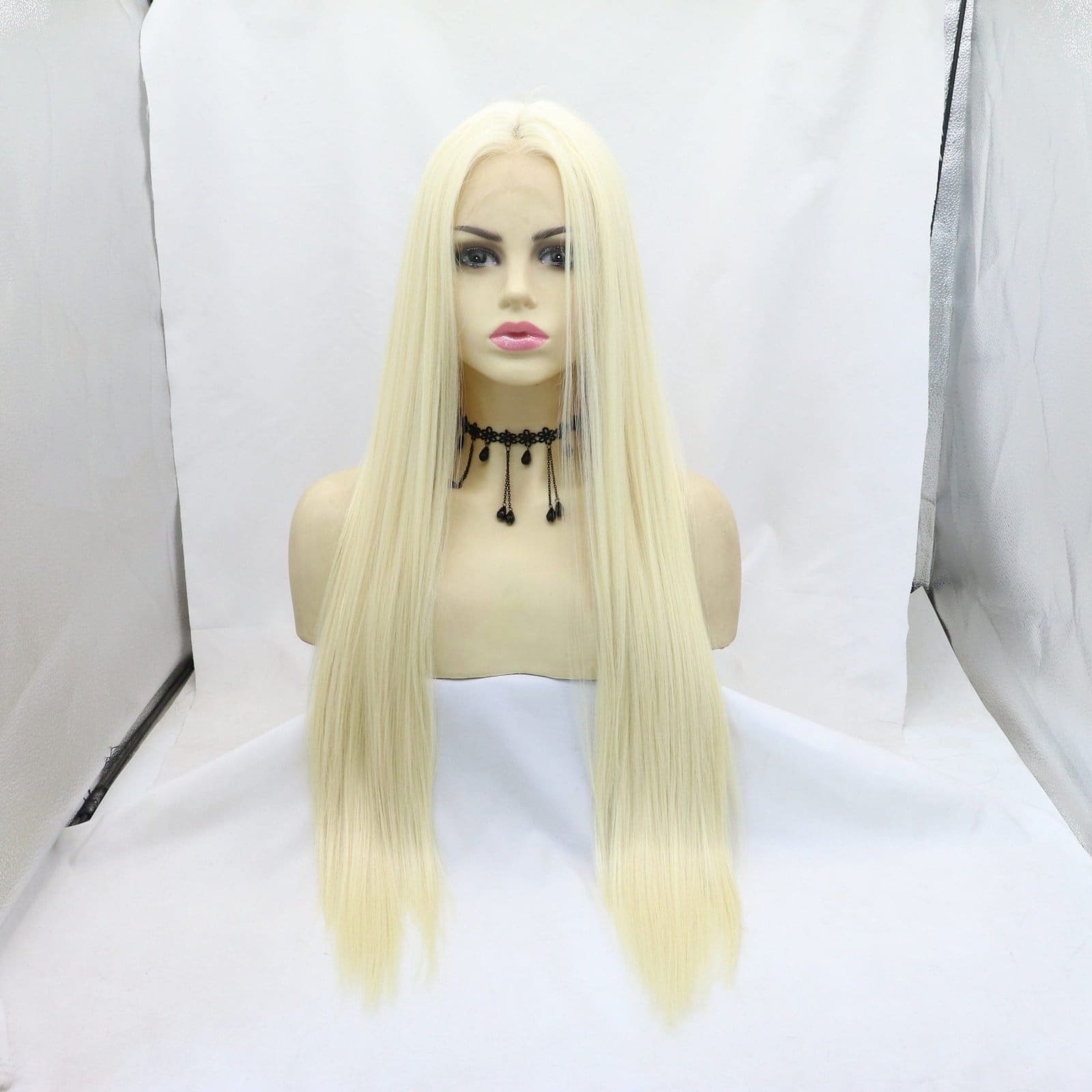 Hand hook lace chemical fiber wig 613# color medium parting length straight hair head cover, one piece drop shipping factory direct sales